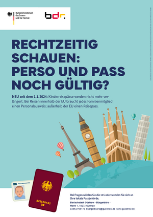 Plakat rechtzeitig schauen abgelaufene Reisedokumente